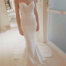 Load image into Gallery viewer, 2024 Sexy Spaghetti Straps White Mermaid Custom Made Prom Party Dress Wedding Dress RS760