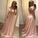 Sexy Blush Pink Backless Simple Long V-Neck Spaghetti Straps Backless Prom Dresses RS768