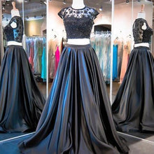 Load image into Gallery viewer, New Style Ball Gown Two Pieces Fashion Black Sweet 16 Gown Prom Dress for Spring Teens RS124