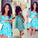 Short Off-shoulder Blue Lace Ruched Hi-lo Satin Chic Cocktail Dress Homecoming Dress RS94