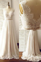 Load image into Gallery viewer, Charming Backless A-Line Open Back Sleeveless Long Chiffon White V-Neck Prom Dresses RS826