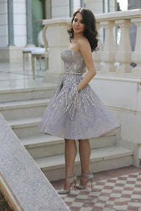 Short Gorgeous Strapless Popular Sparkly Unique Knee-Length Homecoming Dresses PD155