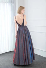 Load image into Gallery viewer, Sparkling Spaghetti Straps Long Prom Dresses Backless
