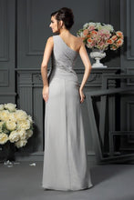 Load image into Gallery viewer, Elegant A-Line Grey One Shoulder Sleeveless Beads Slit Chiffon Mother of the Bride Dresses RS224