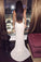 Mermaid Deep V-Neck Sweep Train Backless Criss-Cross Straps Ivory Sequined Prom Dresses RS169