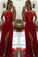 Sexy Unique Red A-Line Halter Split-Front Formal Dress Chiffon Sleeveless Long Prom Dresses RS253