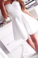 Load image into Gallery viewer, Modern A-line Sweetheart Mini Satin White Bridesmaid Dress/Homecoming Dress RS476