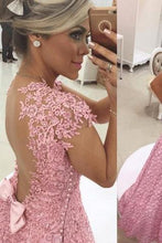 Load image into Gallery viewer, Gorgeous A-line Sweetheart Short Sleeve Backless Sweetheart Cheap Lace Prom Dresses PD0084