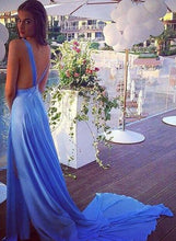 Load image into Gallery viewer, Long Prom Dresses blue Prom Dress chiffon Prom dress sexy backless prom Dress 2019 prom Dress BD440