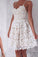 A-Line Spaghetti Straps Lace up Ivory Lace Short Sleeveless Sweet 16 Cocktail Dress RS744