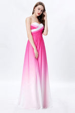 Load image into Gallery viewer, Elegant Ombre Light Plum Spaghetti Straps Sweetheart A-Line Chiffon Prom Dresses RS361