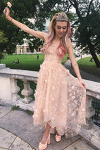 Load image into Gallery viewer, Elegant A Line Pink Backless High Low Spaghetti Straps Prom Homecoming Dress RS791