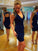Sexy V-Neck Sleeveless Short Backless Navy Blue Prom/Homecoming Dress with Sequins RS453