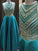 Two Pieces Beaded Crew Neck Prom Dress-Zipper-up Satin Long Prom Dresses RS842