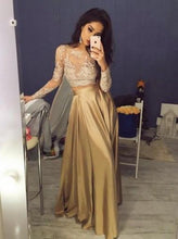 Load image into Gallery viewer, Elegant Long Sleeves Crew Stain Prom Dress/Evening Dress RS652