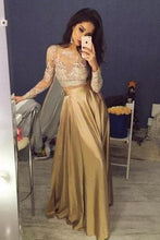 Load image into Gallery viewer, Elegant Long Sleeves Crew Stain Prom Dress/Evening Dress RS652
