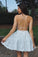 A Line Sweetheart Spaghetti Straps Backless White Lace Appliques Short Homecoming Dresses RS981