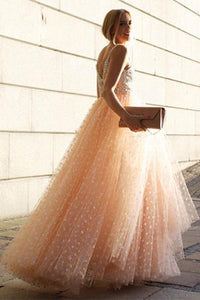 Sparkly A-line Pink Straps Beads Sweetheart Long Backless Appliques Prom Dresses RS636