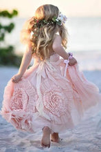 Load image into Gallery viewer, 2024 Princess A Line Lovely Long Hand-Made Flower Chiffon Flower Girl Dresses RS672