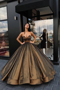 Ball Gown Sweetheart Brown Long Strapless Beads Sleeveless Quinceanera Dresses RS774