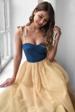 Load image into Gallery viewer, Simple Sweetheart Spaghetti Straps Prom Dresses Tulle Tea Length Evening Dresses