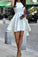 Short White High-Low Freshman Short Satin Cute Graduation Dress RS534