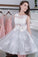 Knee-length Sleeveless Short Cute A-line Lace Appliques Tulle Homecoming Graduation Dress RS252