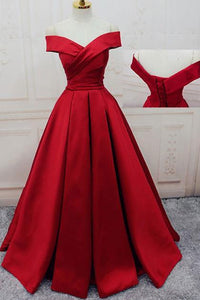 Gorgeous Red Off Shoulder Sweetheart Sleeveless Long Lace up Prom Dresses RS364