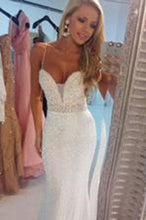 Load image into Gallery viewer, Prom Dresses Sexy Mermaid Spaghetti Strap Crystal Floor Length Formal Occasion Dress RS707