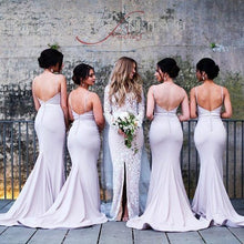 Load image into Gallery viewer, Spaghetti Straps Sweetheart Backless Sleeveless Mermaid Popular Bridesmaid Dresses RS514