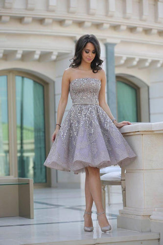 Fashion A-Line Sleeveless Backless Short Homecoming Dress With Sequins RS15