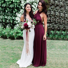 Load image into Gallery viewer, Charming Burgundy A-Line Halter Backless Maroon Chiffon Bridesmaid Dress with Sash RS16