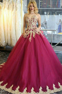 Long Quinceanera Dresses Wedding Dresses Tulle Prom Dresses with Appliques RS18