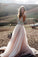 Pink Beads A Line V- Neck Sexy Tulle Long Sleeveless Beach Wedding Dresses Prom Dresses RS502