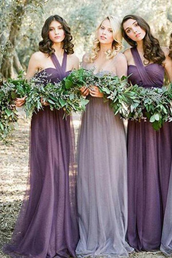 Convertiable Mismatched Tulle Long Elegant Cheap Charming Bridesmaid Dresses RS670