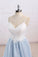 Simple A-Line Light Blue Sweetheart Spaghetti Straps Chic Blue Tulle Backless Prom Dresses RS187